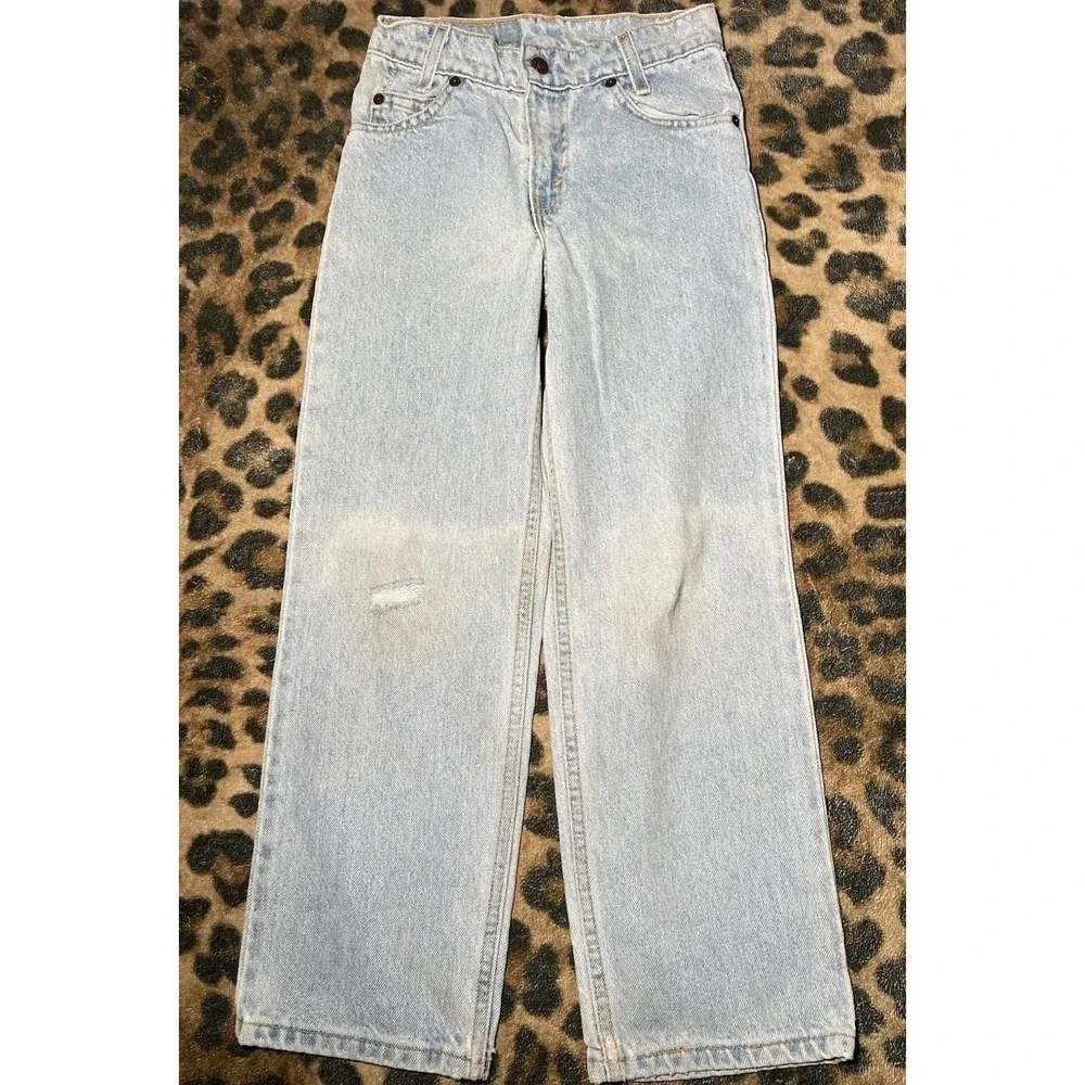 Levi's Jeans Kids Size 9 Relgular Fit 550 Denim Orange Tab Vintage